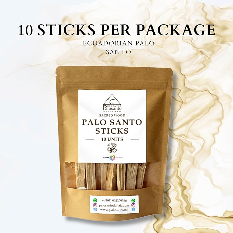 Premium Palo Santo Sticks - (3.00 Oz) Origin Ecuador | Wild Harvested | High Resin Wood | High-Quality Disinfected Sticks | 10 Sticks | Meditation | Yoga | Relaxation/Stress Relief