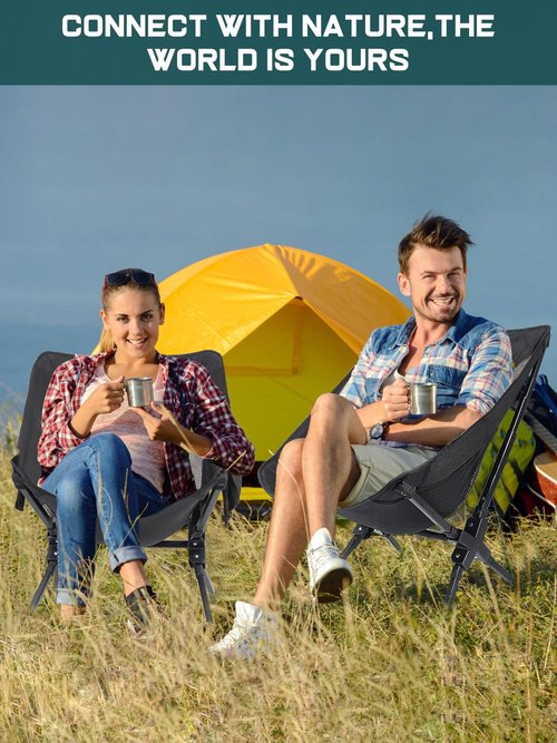 Portable Camping Chair,Folding Chair with Cup Holder and Storage Bag-Supports 330 Lbs,Light Weight Camping Chairs for Adults-Perfect for Outdoor Camp, Hiking, Travel, Beach,Sports and Picnic