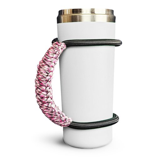 PREMIUM Paracord Handle for Yeti, Stanley, Simple Modern, and More - Fits Most 20oz to 40oz Tumblers - Ultra-Light, Water-Proof, and Slip-Proof Design (PINK CAMOFLAUGE, Handle Only)