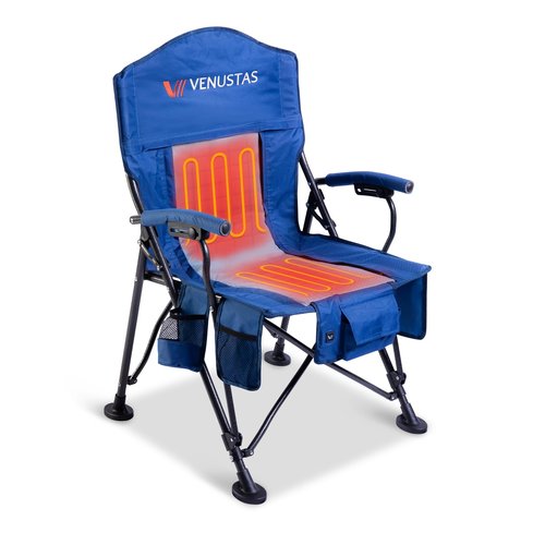 Venustas Heated Camping Chair with 7.4V Battery Pack UP to 10H Heating Portable Heated Folding Chair with Removable Cushion for Outdoor Sports Hunting, Beach, Picnics, 5000mAh Battery Included