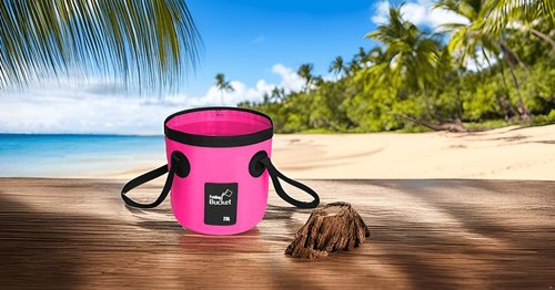 BANCHELLE Collapsible Bucket Water Container Portable Folding Camp Wash Basin for Outdoor Traveling Hiking Fishing Car Washing Gardening Camping (Blue 20L and Pink 20L), Total 2 PCS