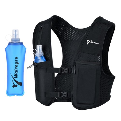 Running Vest for Women & Men, Adjustable Elasticated Sternum Straps Vest with 500ml Soft Flask, Fast and Free Reflective Running Vest, Designed for Running Marathon Trail Race Jogging Cycling