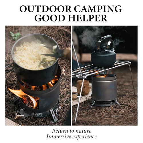 Camping Stove Titanium Wood Burning Stove,Lightweight Backpacking Stove for Outdoor Camping Trekking Hiking Backpacking Picnic BBQ
