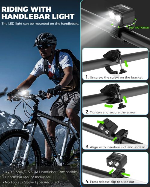 FUNWICT Helmet Light LED Bike Headlight Rechargeable Bike Helmet Light IP65 Waterproof 1000 Lumens 5 Lighting Modes Bicycle Helmet Light for Cycling Fit Most Helmets
