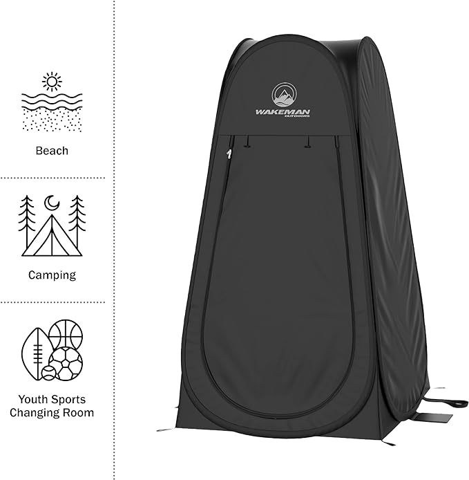 Pop Up Pod - Privacy Shower Tent, Dressing Room, or Portable Toilet Stall with Carry Bag for Camping, Beach, or Tailgate by Wakeman Outdoors