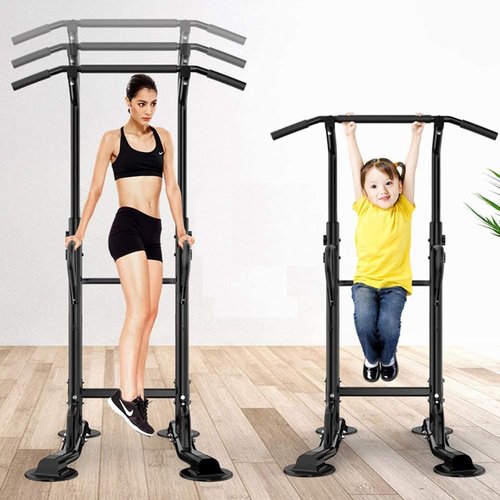 soges Power Tower Adjustable Height Pull Up & Dip Station Multi-Function Home Strength Training Fitness Workout Station Free Standing Pull Up Bar Station for Home Gym