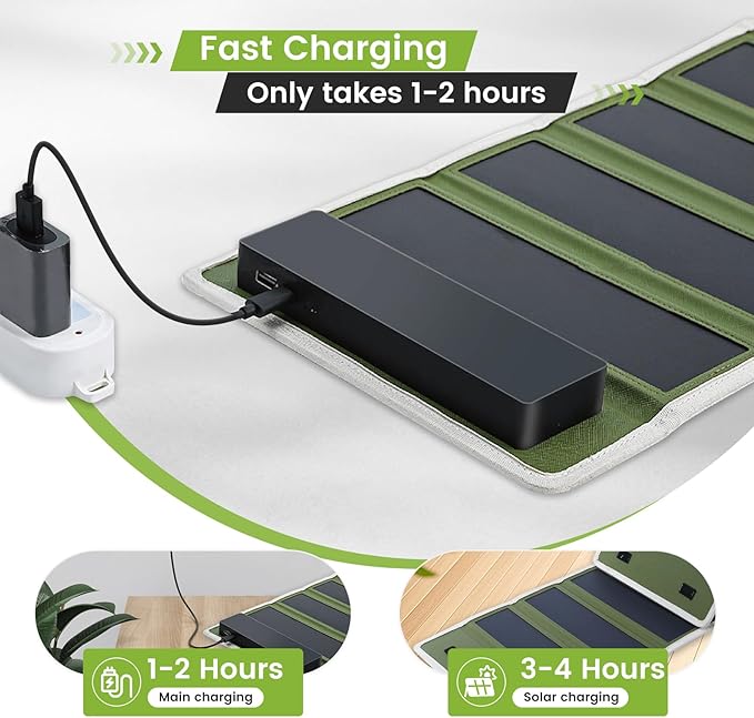 5200mAh Solar Camping Lantern & Power Bank - 10W Fast Solar Charger, IPX4 Waterproof LED Emergency Light with USB/Type-C, 10H Runtime for Camping, Hiking, Power Outages (Green)