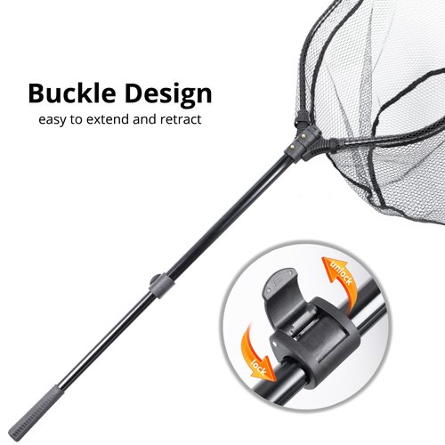 Fishing Net with Telescopic Handle,Durable Landing Net for Freshwater & Saltwater, Foldable Fishing Nets for Fish, 20 lbs Capacity, Rubber Coated Netting, Length 50.7″, Hoop 17.7″ x 15.9″, Depth 14″