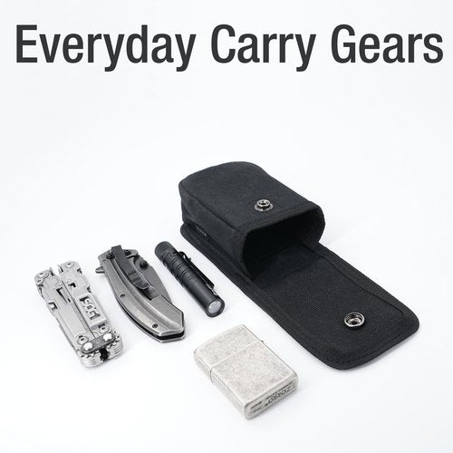 Tintirs 2 Pack EDC Belt Pouches for Men Women, Compact Holster Pouches Waist Bags with Belt Loop for Fishing, Hiking, Camping, Durable Snap Closure, Premium Waxed Canvas, Black Small