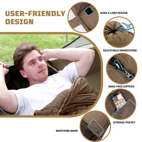 Warm Weather Sleeping Bag for Camping, 36℉ to 45℉ Backpacking Sleeping Bags for Adults with Compression Sack for Camping, Hiking, Hunting and Outdoor Travel