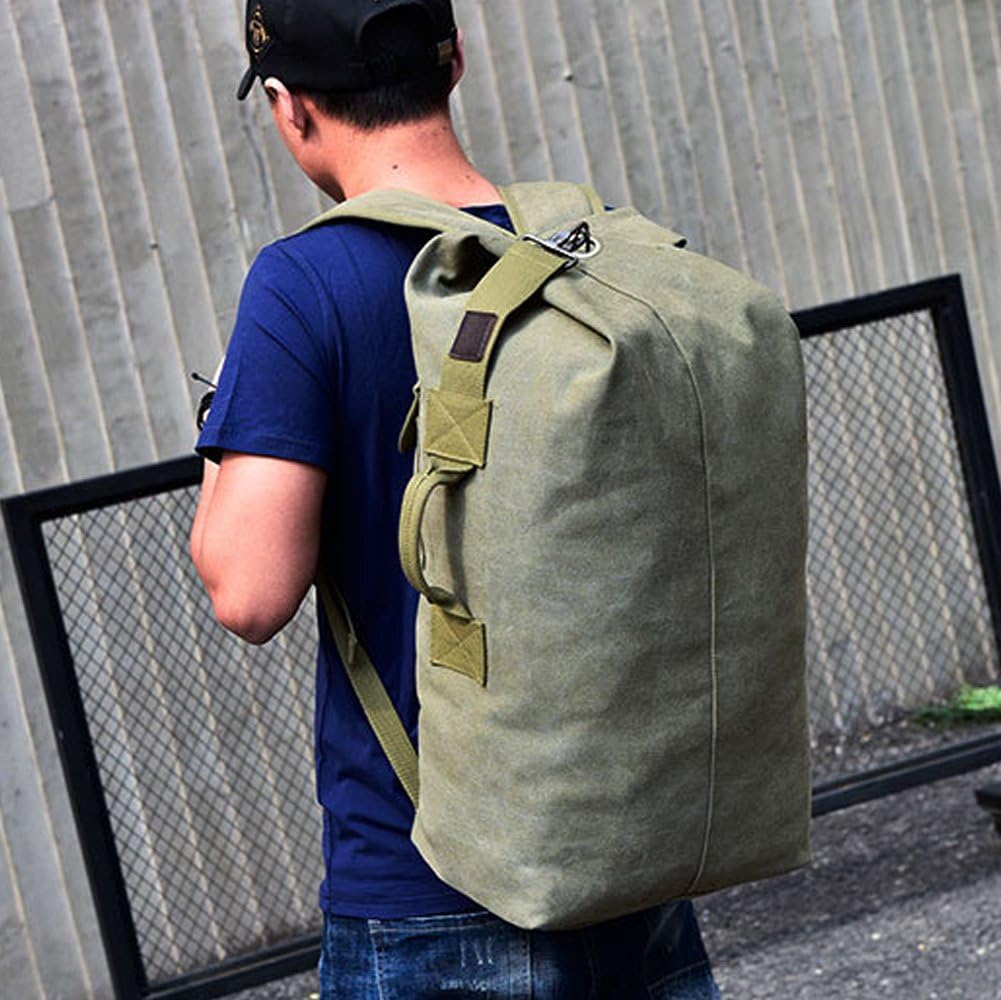 Military Duffel Bag Top Load Double Strap Canvas Backpack Army Travel Big Size