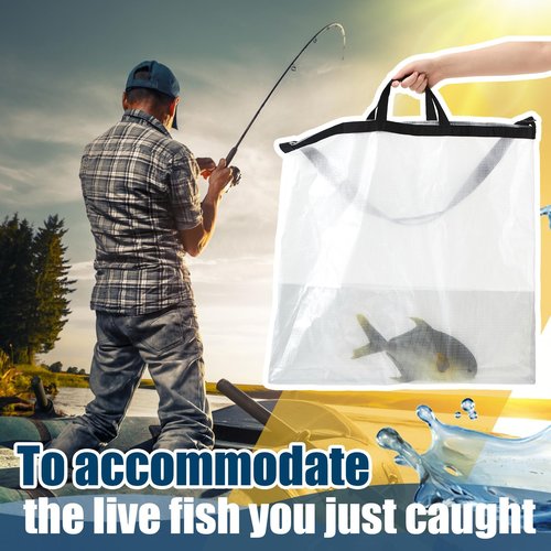 WinnerWhy 2 Pcs Fishing Tournament Weigh in Fish Bag for Bass Fishing Fish Bag for Caught Fish Airtight Waterproof Fish Bags for Transport Fish Safely Bass Walleye Sack, 24 x 24 Inches