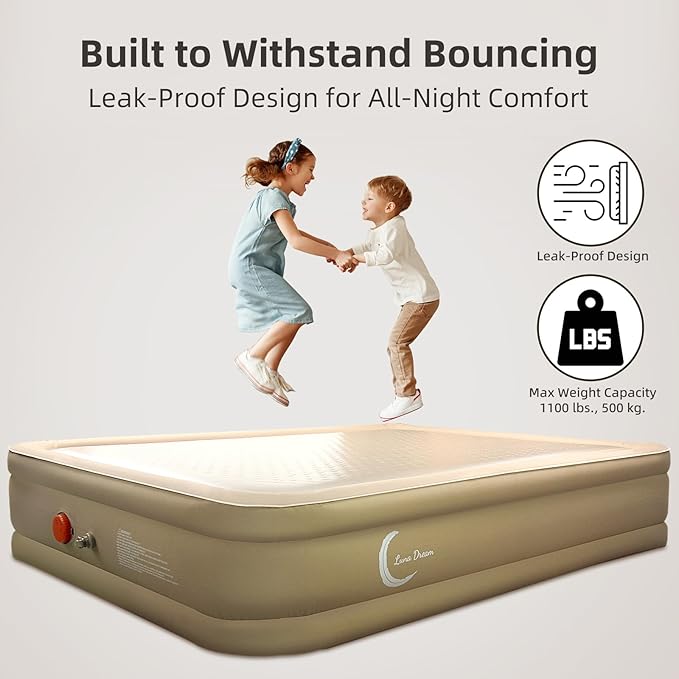 Twin XL Air Mattress with USB Rechargeable Built-in Pump, Wireless Inflatable Airbed, FlexWeave Tech for 1100 lbs Enhanced Support, Portable for Home & Camping, Leak Proof Design, Carry Bag