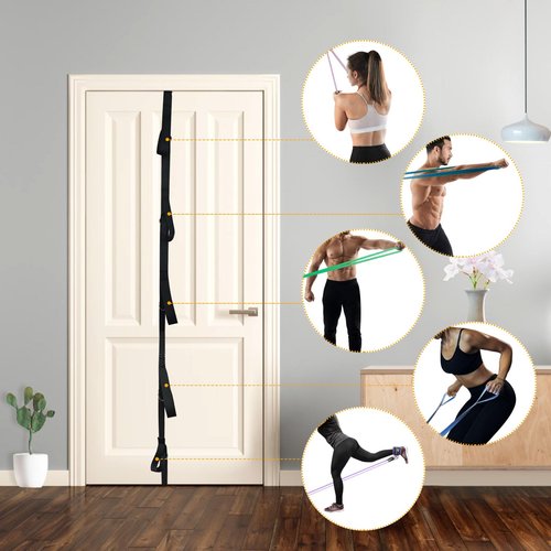 Door Anchor Strap for Resistance Bands: Portable Multi Point Resistance Band Door Anchor Strap Fitness Attachment for Gym & Home Workout