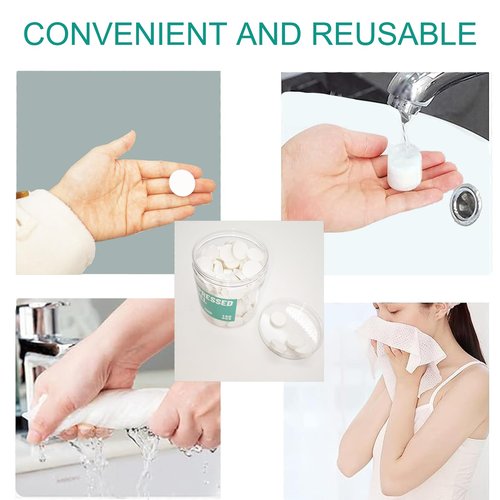 Compressed Towels 150 Packs - Expand in Seconds! Portable Face Towels for Travel, Camping, Gym & Makeup Removal - Reusable, Ultra Absorbent Cotton Washcloths (8x8in)