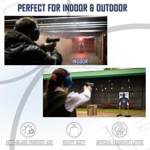 KNINE OUTDOORS 1 Pack Shooting Target Stand for Outdoors, Durable Iron Stand with Adjustable Base for Paper Targets, Includes 23x35 inch Paper Targets