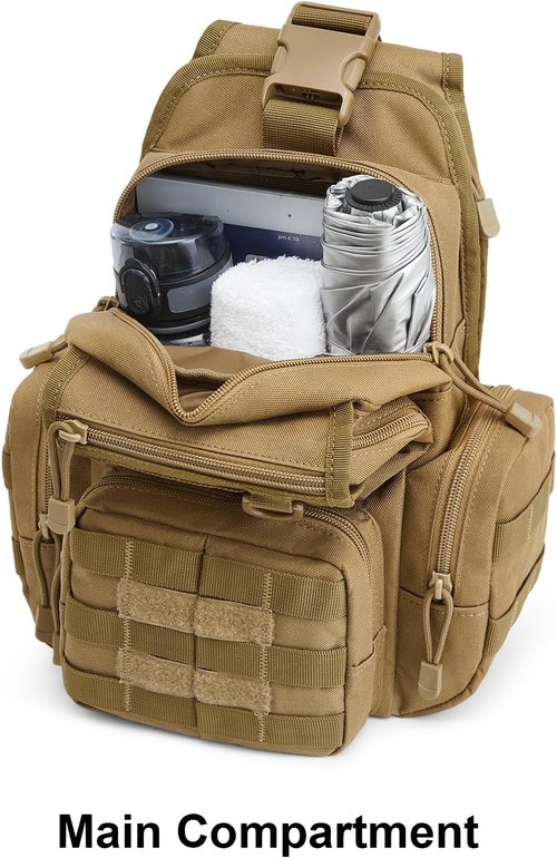 G4Free Tactical EDC Sling Bag Pack with Adjustable Holder Sling Shoulder Assault Range Backpack(Black)