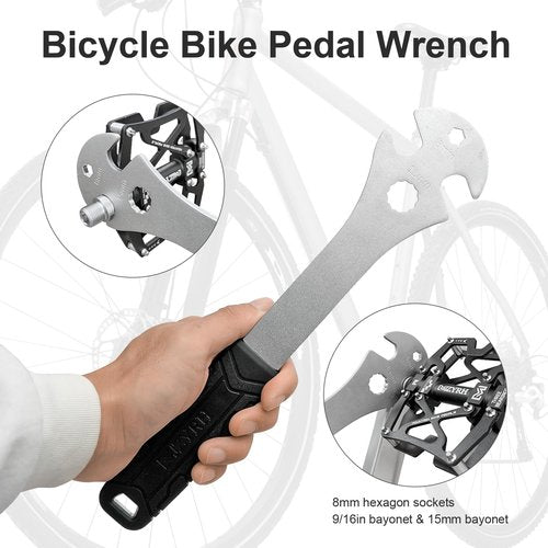 MZYRH Bike Pedal Wrench,Long Handle Bicycle Pedal Removal Tool Spanner for Road and Mountain Bikes (Flat Handle)