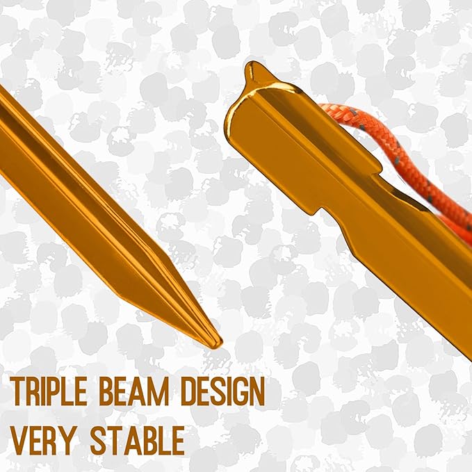 Grassman 12 Pack Tent Stakes, 7075 Aluminium Tent pegs, Heavy Duty Lightweight Ground Pegs, Durable and Safe Metal Camping Spikes, Orange