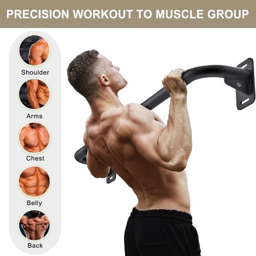 BeneLabel Pull Up Bar Wall Mount 500 LBS Capacity Doorway Chin Up Bar Steel Joist Mount Pullup Bar Multifunctional Heavy Duty Chinup Bar with Carabiner for Doorway Indoor Home Gym Garage