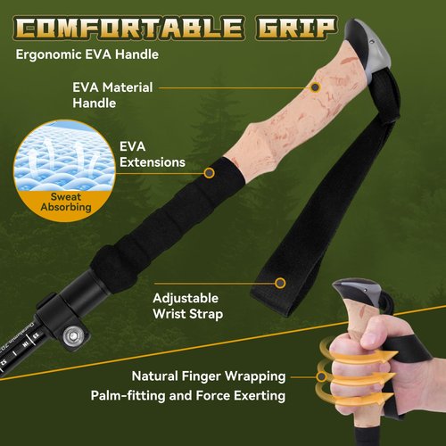 Thristride Our Aviation Grade Aluminum Alloy Trekking Poles - Strong, Lightweight, and Foldable - The Ultimate Companion for Hiking and Trekking! (110-125Centimeters)