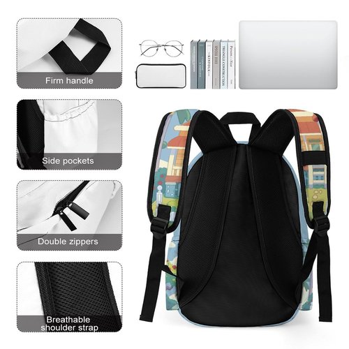 CUVYEU Blue Dog House Backpack Universal Backpack Travel Backpack Waterproof Backpack 17 Inch