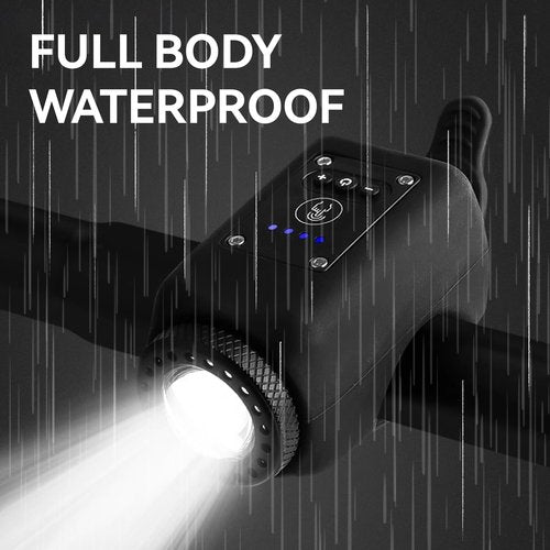 Electric Bike Horn Bike Light 2 in 1, Bicycle Horn Bell with Wide Angle Floodlight, IPX5 Waterproof with USB Rechargeable, 110db Loud Alarm(Black)