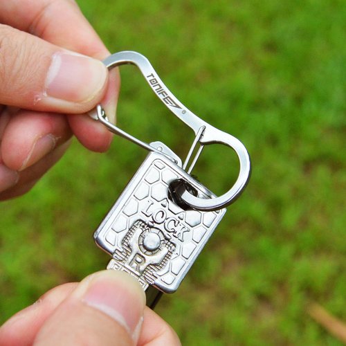 TONIFE Carabiner Clip 2-Pack, Stainless Steel Carabiner Keychain, Spring Snap Hook for Dog Leash and Key Ring (MT2803 Polishing*2)