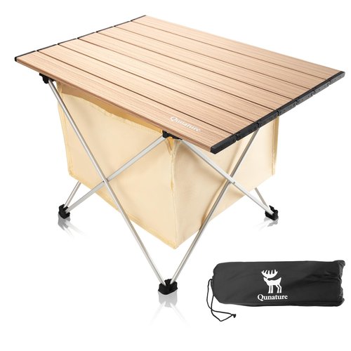 QUNATURE Portable Camping Table Folding Beach Table Ultralight Aluminum Camp Table with Storage Bag for Beach Hiking Backpacking Fishing Picnic