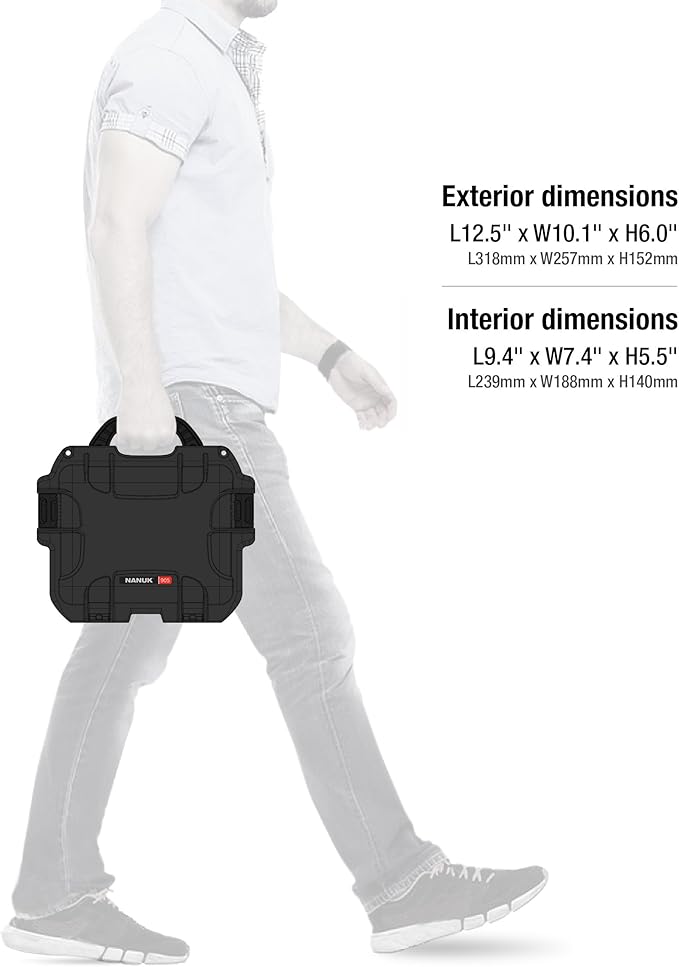 NANUK Small Series 905 Lightweight NK-7 Resin Waterproof Protective Case with Padded Dividers for Point & Shoot Camera or Binoculars, Black
