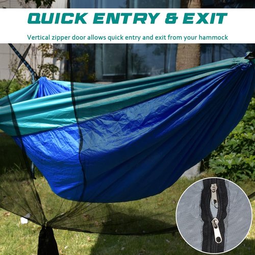HIKERBRO Hammock Bug Net - XL Mosquito Net for Hammock, Ultralight Portable Netting, Easy Access Double Sided Zippers, 360 Degree Protection for Camping & Yard, with Attached Stuff Sack, Black