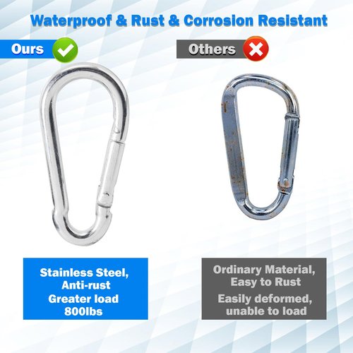 3.1 Inch M8 Stainless Steel Spring Snap Hook, Holds to 396lb/180kg (Max) for Bowflex Home Gym Accessories 304 Stainless Steel Metal Clip Silver 6- Pcs