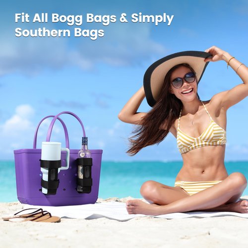 OUTXE 2 Pack Bogg Bag Cup Holder for Stanley, Large Drink Holder Compatible with All Bogg Bag, Adjustable Cup Holder Attachment, 40 oz Water Bottle Accessories for Simply Southern Bogg Bag