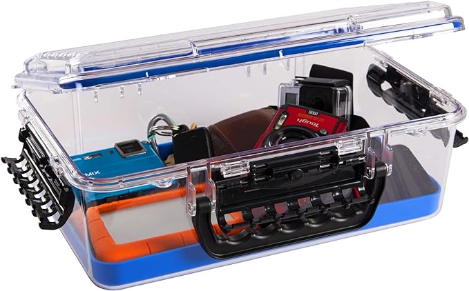 Plano Guide Series 3700 Field Box Waterproof Case, Blue, Large, Dry Box With Wrist Strap for Boat, Kayak, and Camping, Outdoor Gear Storage & 3640 Stowaway