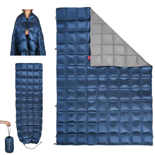 ROSE FEATHER Down Camping Blanket, Muti-Use Outdoor Travel Blanket, Puffy Sleeping Bag Blanket, Waterproof Packable Backpacking Quilt for Camping, Travel, Hammock, Airplane, Hiking, Picnic, 55''x79''