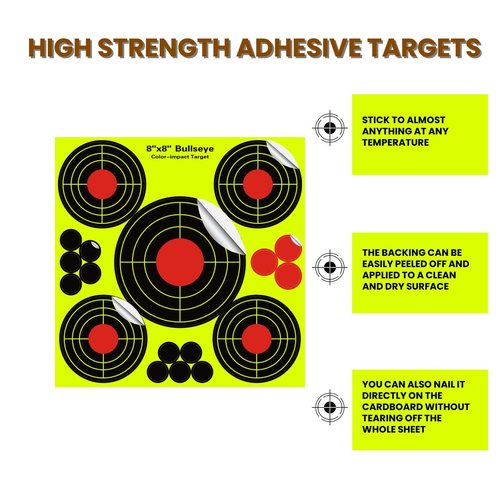 Splatter Targets Stickers - Self Adhesive Shooting Targets Bullseye Shot with Bright Yellow Effect for Outdoor Indoor Shooting Practice - 8x8 Inch(20Pack)