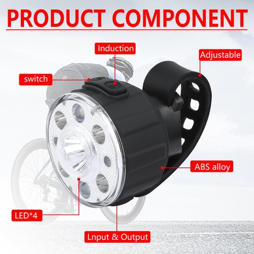 POOLHOLE 400 lumens Bike Headlight, Smart Sensor Mode Bike Light,Anti-Glare Waterproof Bike Headlight, USB-C Rechargeable Battery, Adjustable LED Bike Light for Night Riding