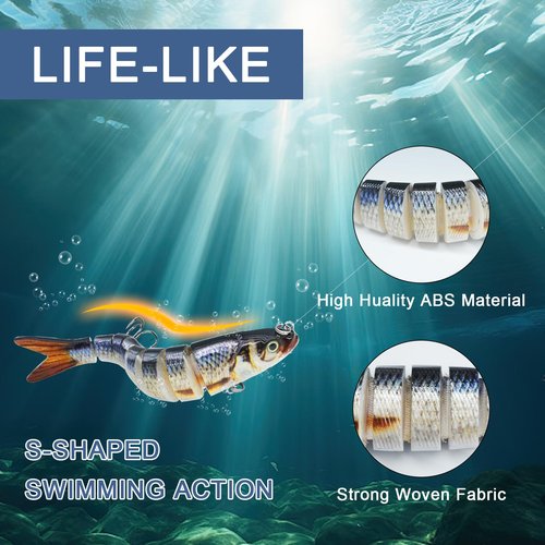 Fishing Lures for Bass, Topwater Fishing Lures, Multi Jointed Swimbaits, Lifelike Slow Sinking Swimming Bass Lures for Freshwater and Seawater Fishing Accessories