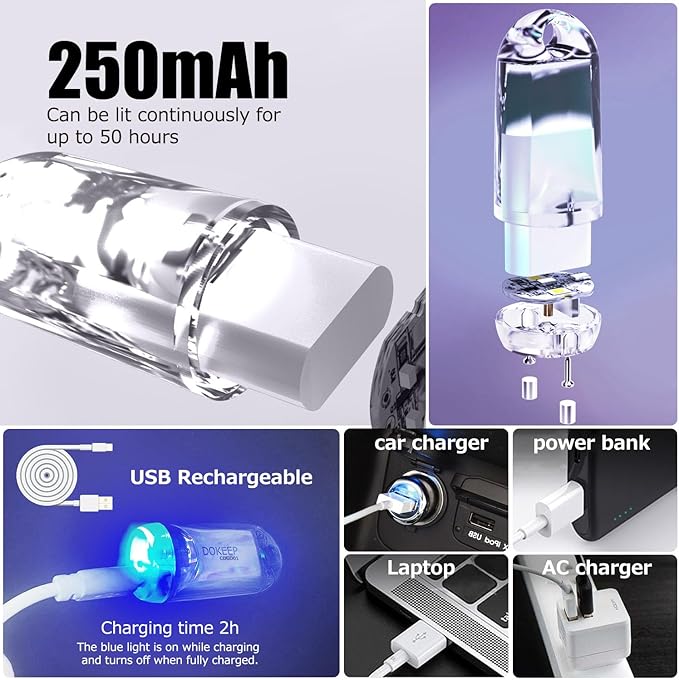 USB Mini LED Lantern, 2 Pack Waterproof EDC Keychain LED Flashlight for Camping, Type-C Rechargeable Battery Small Stick Lamp Puck Dog Collar Torch Light (Green+Red)