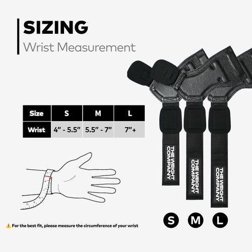 THE WEIGHT COMPANY® PRO GRIPS - Leather Weightlifting Wrist Straps for Powerlifting, Bodybuilding, Deadlifts, Strength Training for Men & Women (Pair) Padded Neoprene with Cowhide (Black, L)