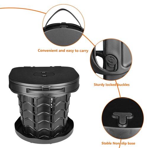 Boreeman Portable camping Toilet, Foldable and Height Adjustable, Load Capacity 400lbs, with Carrying Handle, Perfect for Camping, Travel & Car Use