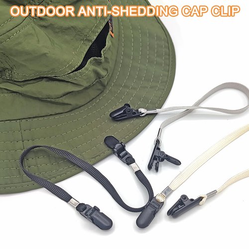Anranmm 5-Piece Adjustable Hat Strap Clips Windproof Cap Anti-Loss Chin Cord for Travel, Golfing, Fishing, Short Light Gray