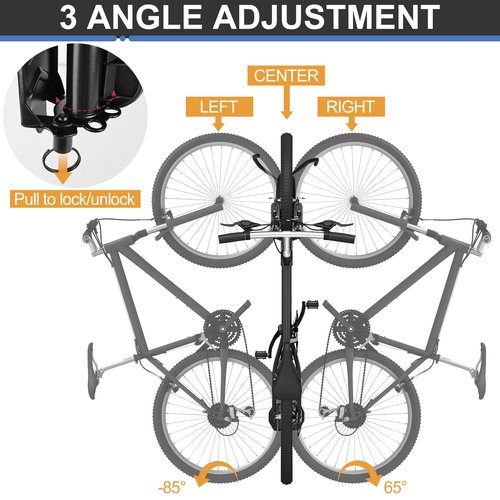 Tottist Wall Mounted Bike Rack for Indoor Storage - Heavy Duty 150° Swivel, No Drill Space Saving Design, Fits MTB/Road/E-Bikes & Hybrid, Anti-Slip Stopper (2-Pack, Black)