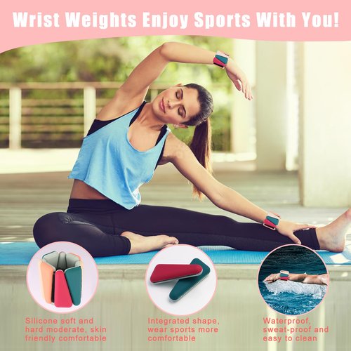SWRONP Wrist Weights Set of 2(1LB Each),Ankle Weights for Women men,Adjustable Weighted Bracelet,Wearable arm and leg Weighted Bangles,for Yoga,Pilates,Walking,Strength Training,Gym Workouts,Running