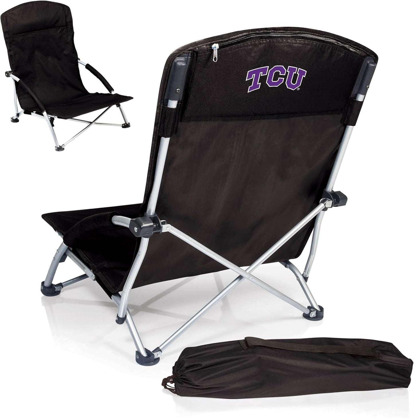 PICNIC TIME NCAA Tranquility Beach Chair with Carry Bag - Low Beach Chair for Adults - Low Lawn Chair