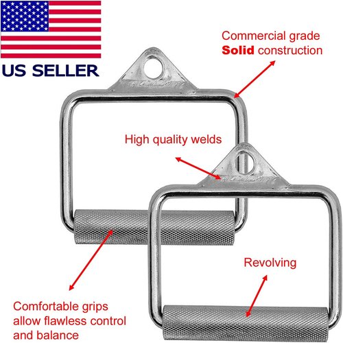 FITNESS MANIAC 2X Handle Cable Attachments Machine Workout Fitness D-Handle Stirrup 1 Pair