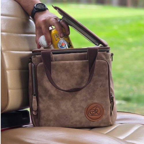 Beer Mountain | LS9 Can Cooler | Soft Sided Cooler with Magnetic Lid | Thick Insulation | Waterproof Lining | 24 Hours Cold | Premium PU Leather Design
