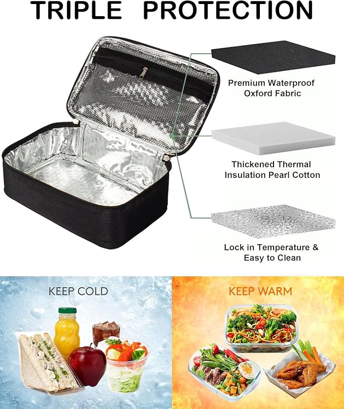 M-YOUNG Portable Thermal Insulated Cooler Bag Mini Lunch Box Small Insulated Lunch Bag for Men Women Adult Freezable Snack Bag for Work (Gray)