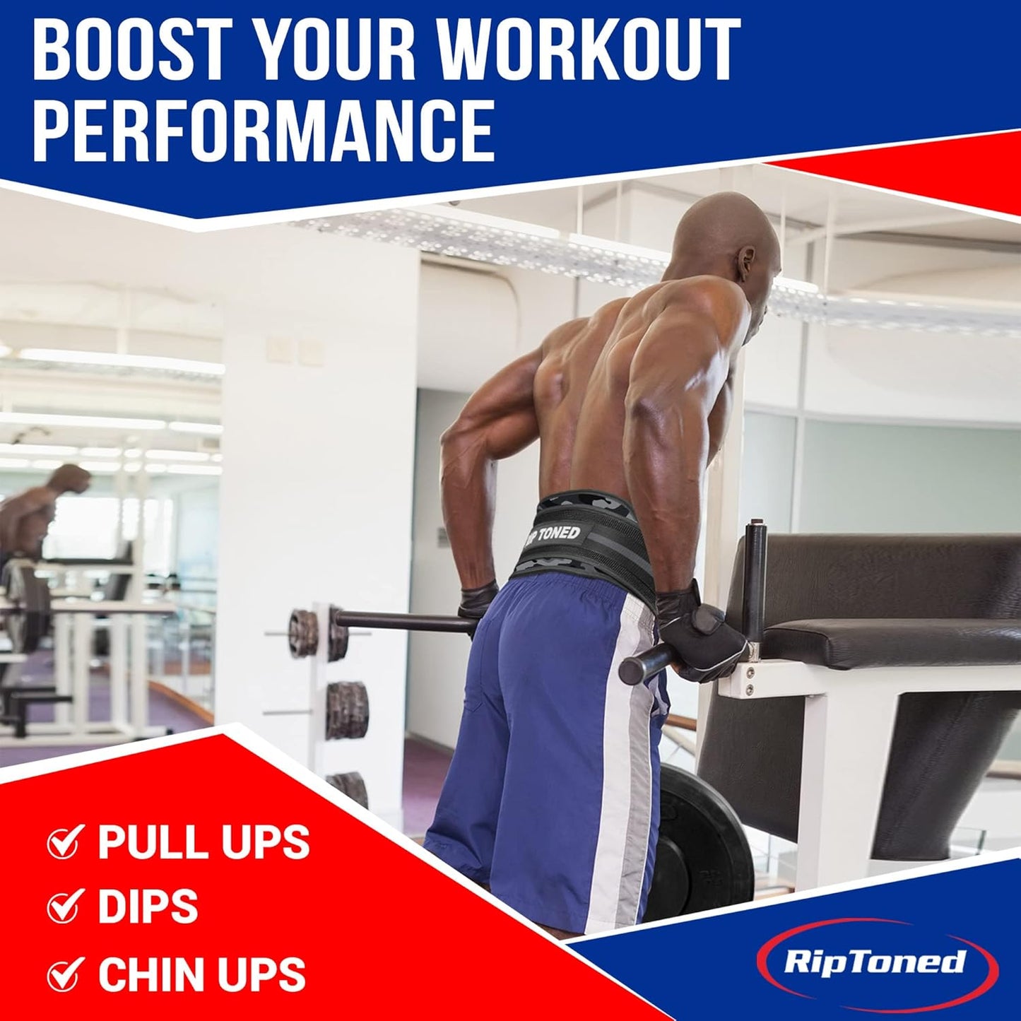 Rip Toned Dip Belt – Weight Lifting Belt with 36" Steel Chain for Dips, Chin Ups & Pullups Heavy Duty | Comfortable Fit | Supports Progressive Overload for Strength & Muscle Gains