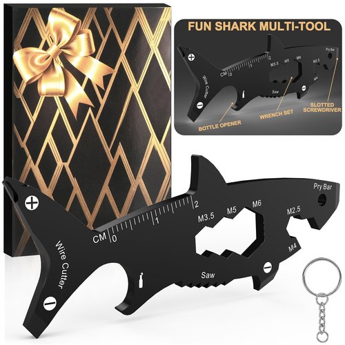 Fun Mens Gifts EDC Multitool - Unique Men Birthday Shark Gift, Novelty Christmas Stocking Stuffer White Elephant Anniversary Father Valentines Present Idea Small Gadget, Cool Secret Santa Gift for Him
